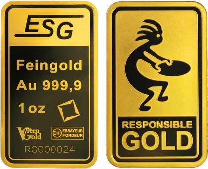 1 Unzen Responsible Gold Auropelli Barren